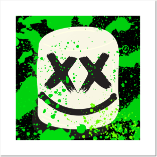 Marshmello Green splash design Posters and Art